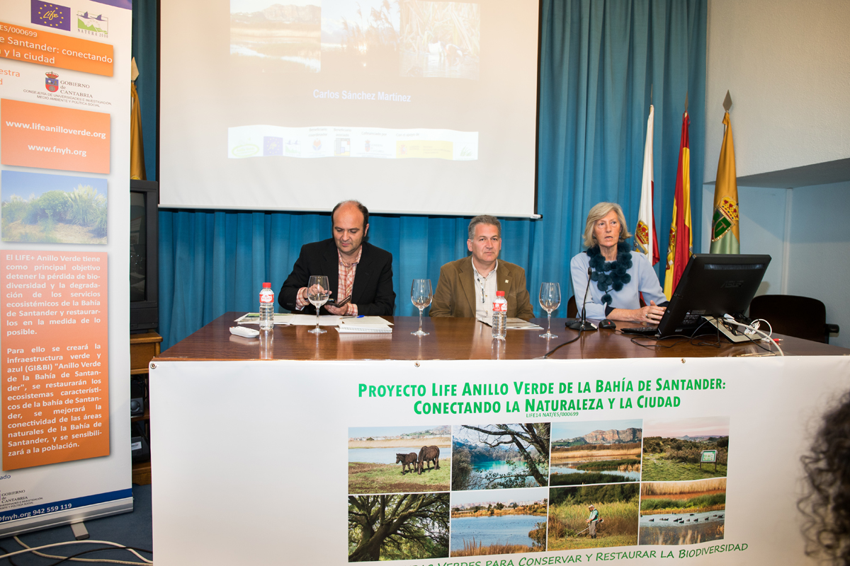 El coordinador del proyecto LIFE Anillo Verde, el Presidente de Fundacion Naturaleza y Hombre y la Directora del CEARC