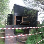 Destrozos en en un observatorio de aves de Alday